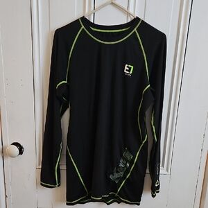 Mens Element Outdoors Black Long Sleeve Shirt with Green Accents